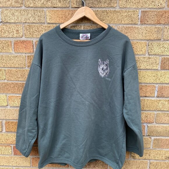 Vintage 1993 Northern Woods Wolf Print Crewneck XL - Picture 5 of 8